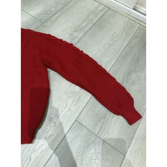 Vintage LL Bean Cardigan Cable Knit Sweater Wool Fisherman |. Red | Size 42 - L - Picture 10 of 14